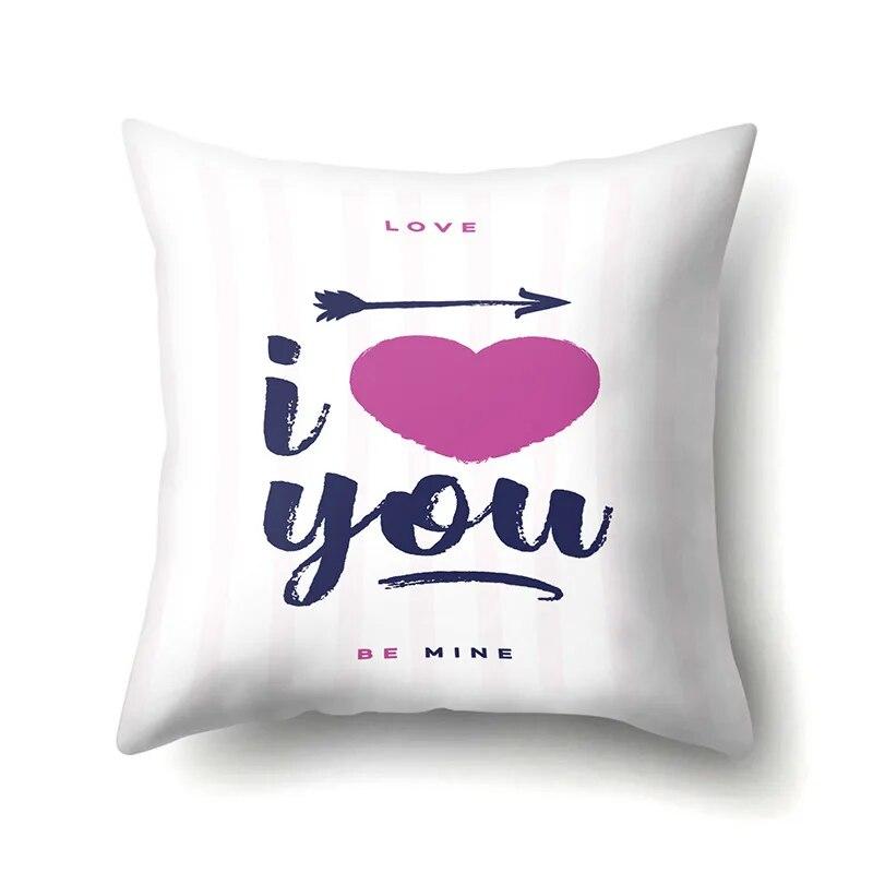 Valentine's Day Letter Love Pattern Printed Pillow Cover Sofa