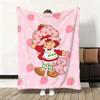 Coperta morbida in flanella a forma di torta alla fragola, calda, delicata sulla pelle, oversize per divano, letto, ufficio, inverno