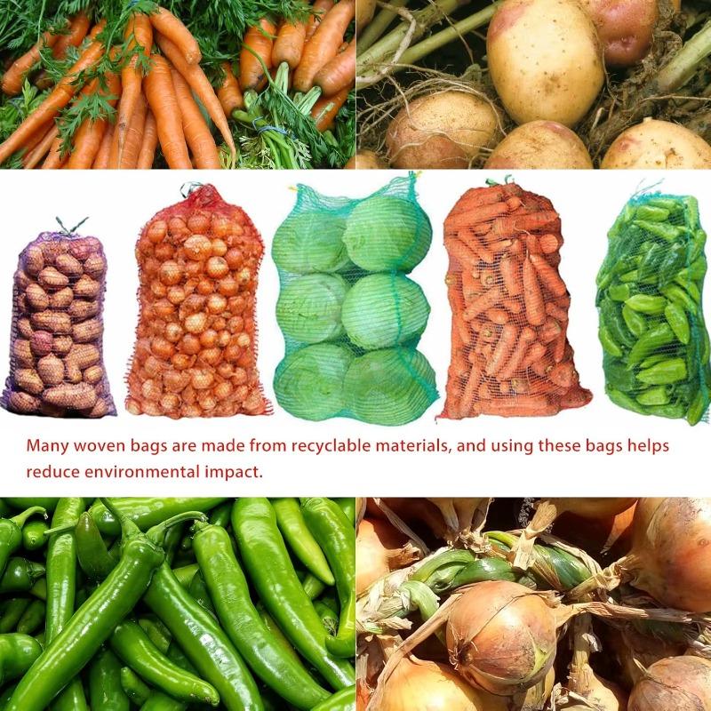 50PCS Reusable Produce Mesh Bag Extra Large Ventilated Washable Drawstring Design for Fresh Vegetables Storage Sacks
