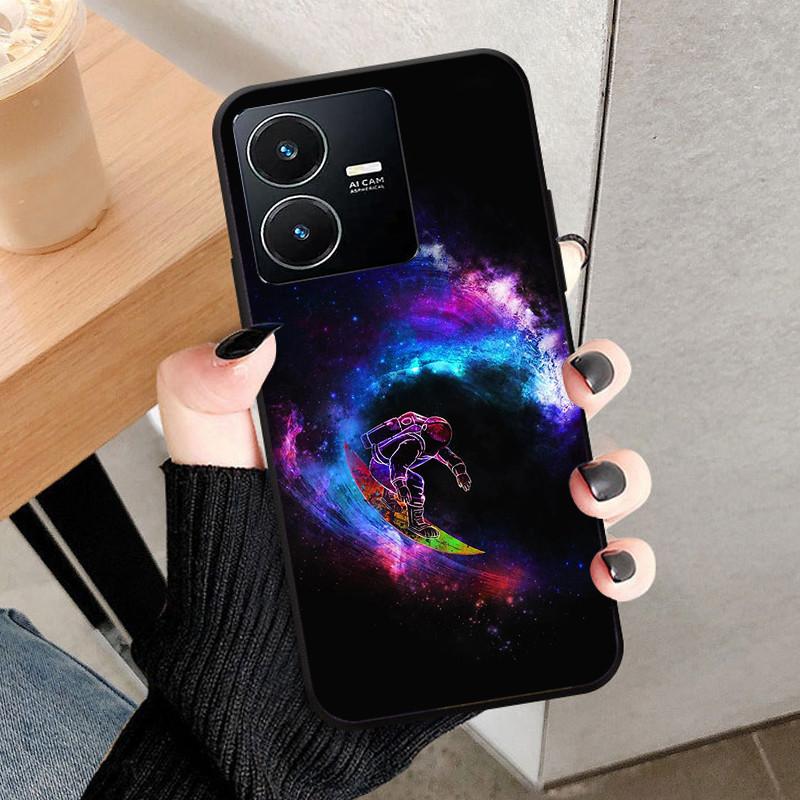For Vivo Y22 4G Case Wolf Cat Soft Silicone Shockproof Phone Cover For Vivo V2207 V2206 Y22s Y 22 Y 22S Cases 2022 Black Bumper