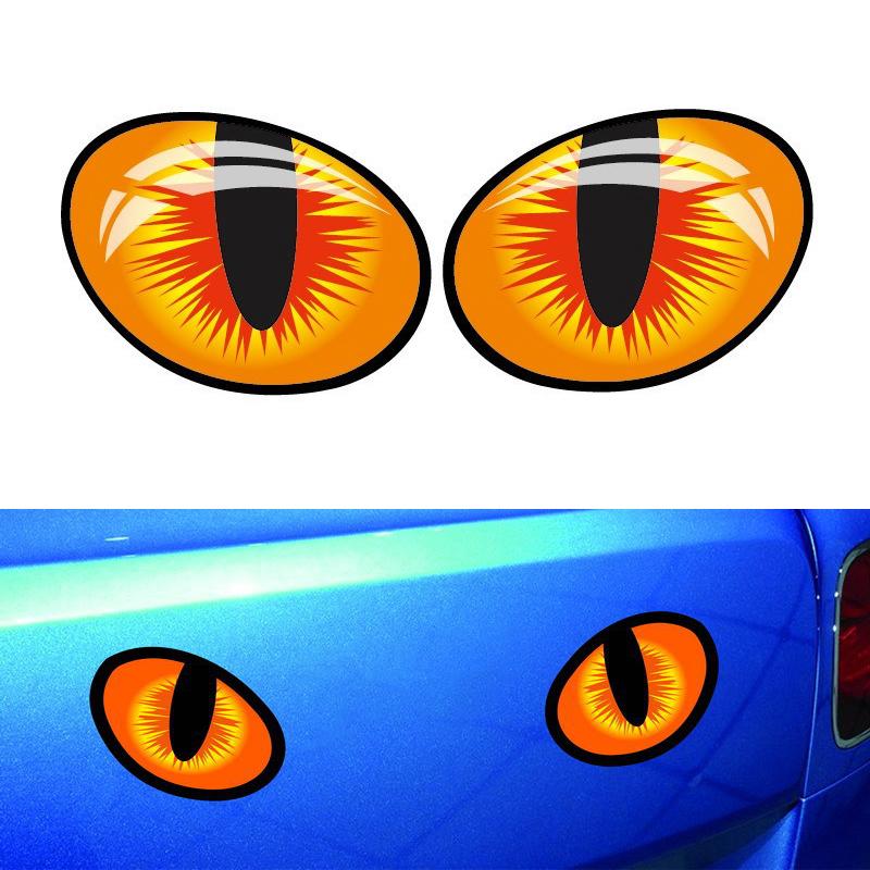 2Pcs 3D Motorcycle Stickers Cat Eye Design Rearview Mirror Car Decorative Decals For Helmet Motorbike Headlight Front Fairing
