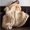 Chunky Merino Wool Blanket Thick Large Yarn Roving Knitted Blanket Winter Warm Plaid Throw Blankets Sofa Bed Blanket