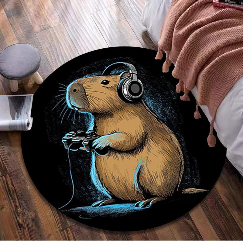 1Pc Animal Circular Print Rug - Home Decoration Carpet For Living Room Bedroom Flooring Computer Chair Area Rug