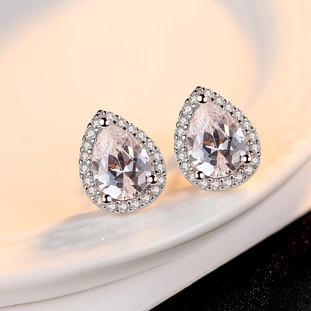 New 925 Silver Stud Earrings AAA Zircon High Quality For Women's Wedding Fine Jewelry Accessories Party Gift