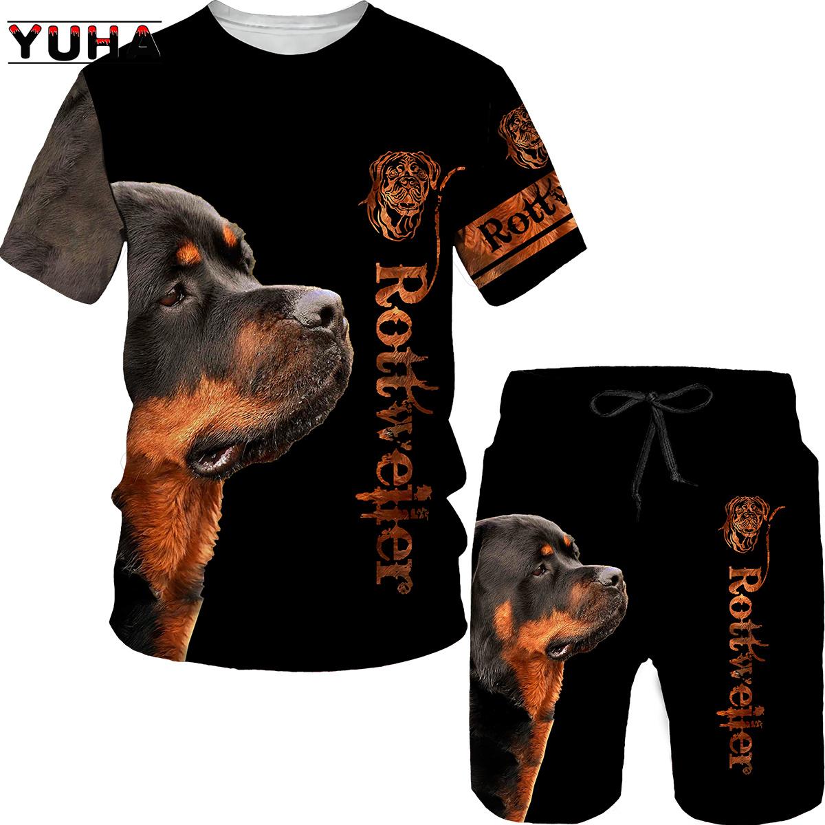 

YUHA, собака ротвейлер 3D принт футболка/футболка шорты комплект мужской летняя спортивная одежда повседневный мужской спортивный костюм модная мужская одежда S 5XL королевский синий