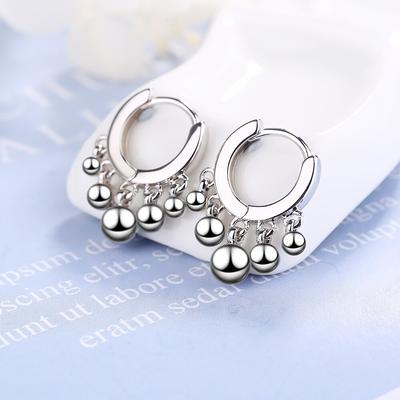 Pendientes de aro con borlas y cuentas redondas para mujer, de Plata de Ley 925, estilo Punk, joyería para mujer, regalos de fiesta a la moda, S-E895 al por mayor