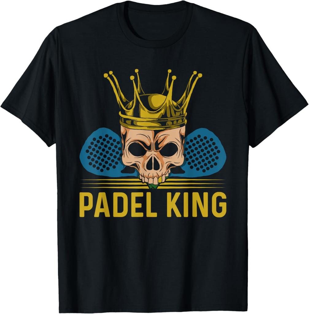 Maglietta Padel King da Uomo per Giocatore di Padel Tennis Stampa Design Originale Regali Magliette Abbigliamento Uomo Stampa su Richiesta Camisas