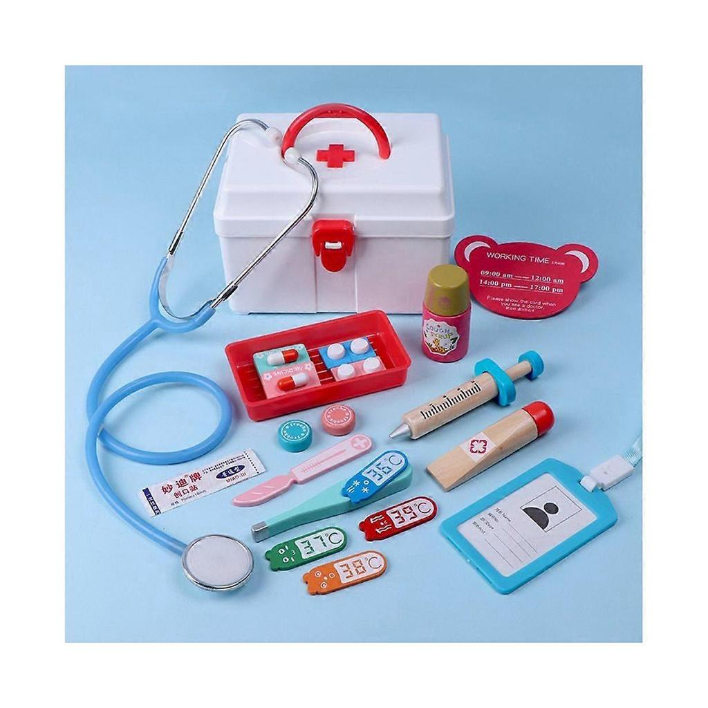 17-Piece Wooden Pretend Play Doctor Kit, Green