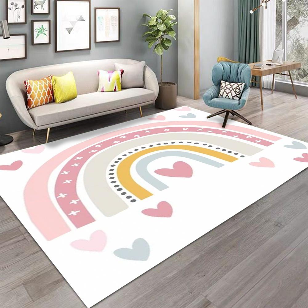 Timeless Rainbow Carpet Living Room Decor Sofa Rug Bedroom Bedside Rug Kitchen Room Table Mat Parent-Child Reading Area FloorMat