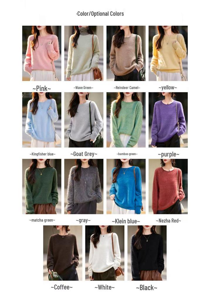 Women's Retro Textured Soft Wool Sweater, Round Neck, Loose Fit, Perfect for Autumn/Winter