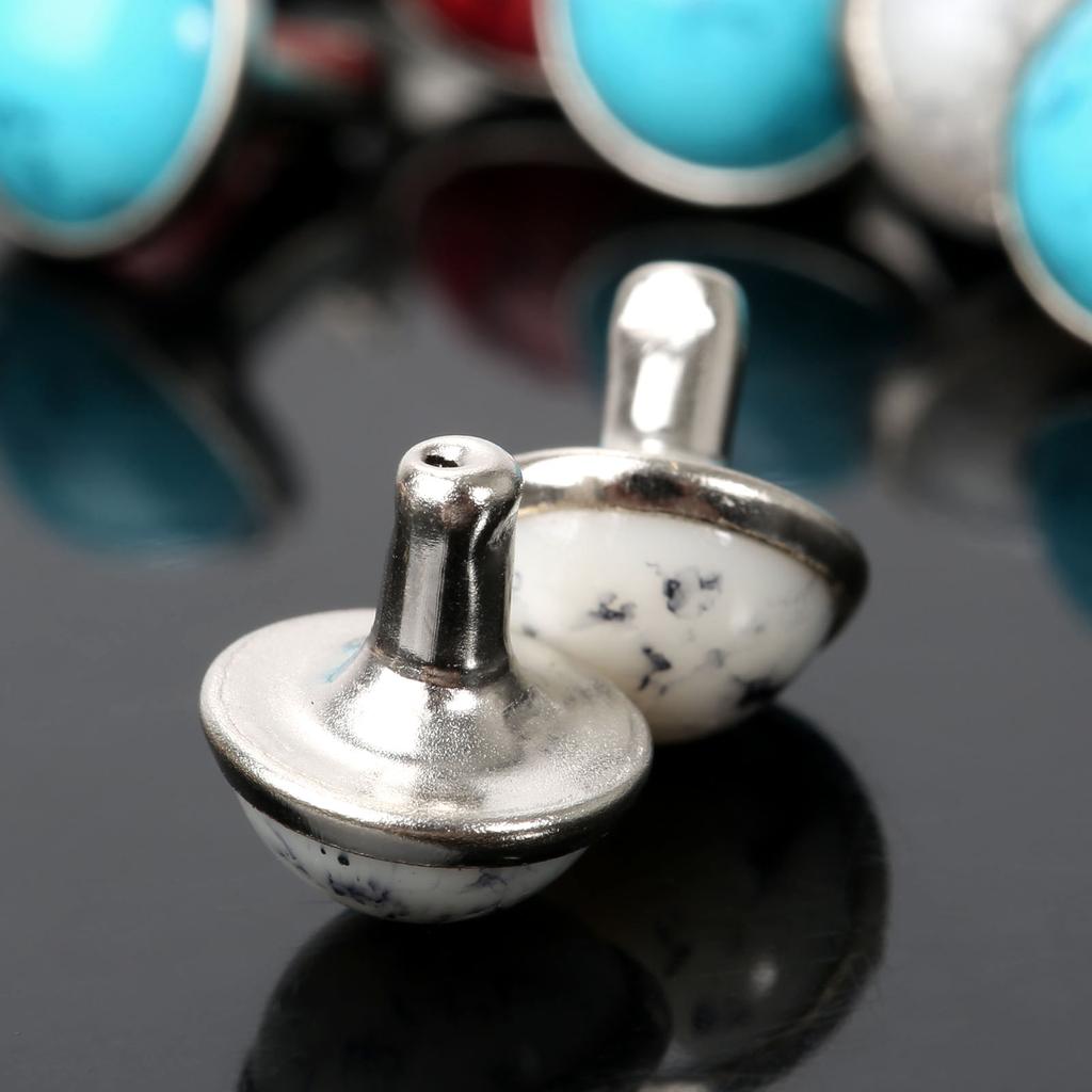 50Pcs Diameter 8.5mm Crack Turquoise Alloy Base DIY Leather Hand Craft Rapid Rivets Studs Buttons Punk Garment Decorative Rivets