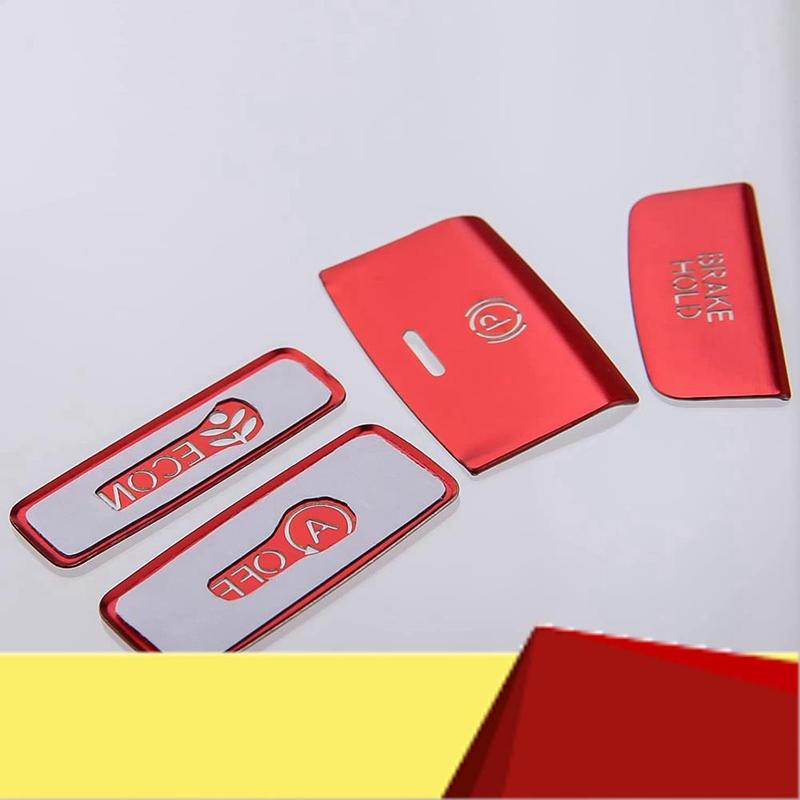 Center Console Gear Panel Handbrake Button Cover Trim Aluminium Sticker For 11Th Gen Honda Civic  Accessories-M53K красный