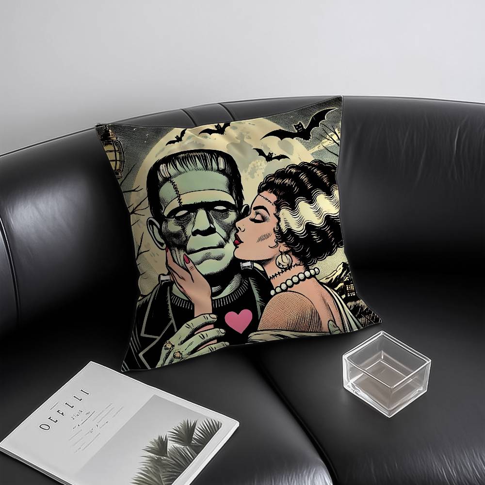 Horrible Bride of F-Frankenstein Pillow Case Anti-dustmite Invisible zipper Sofa Bed