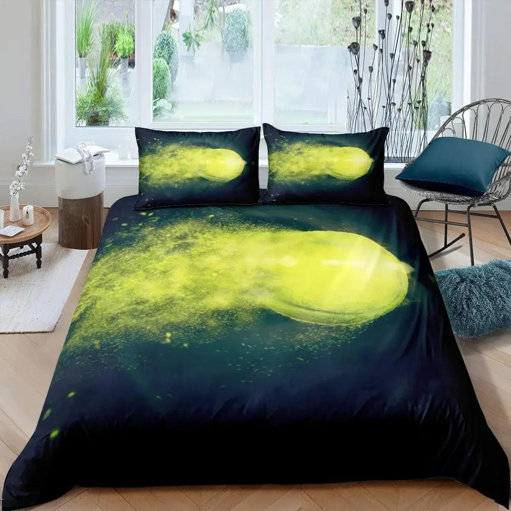 Tennis Ball Duvet Cover Set King/Queen Size,Sports Game Themed Bedding Set for Kids Boys Adult,Modern Bedroom Decor Quilt Cover