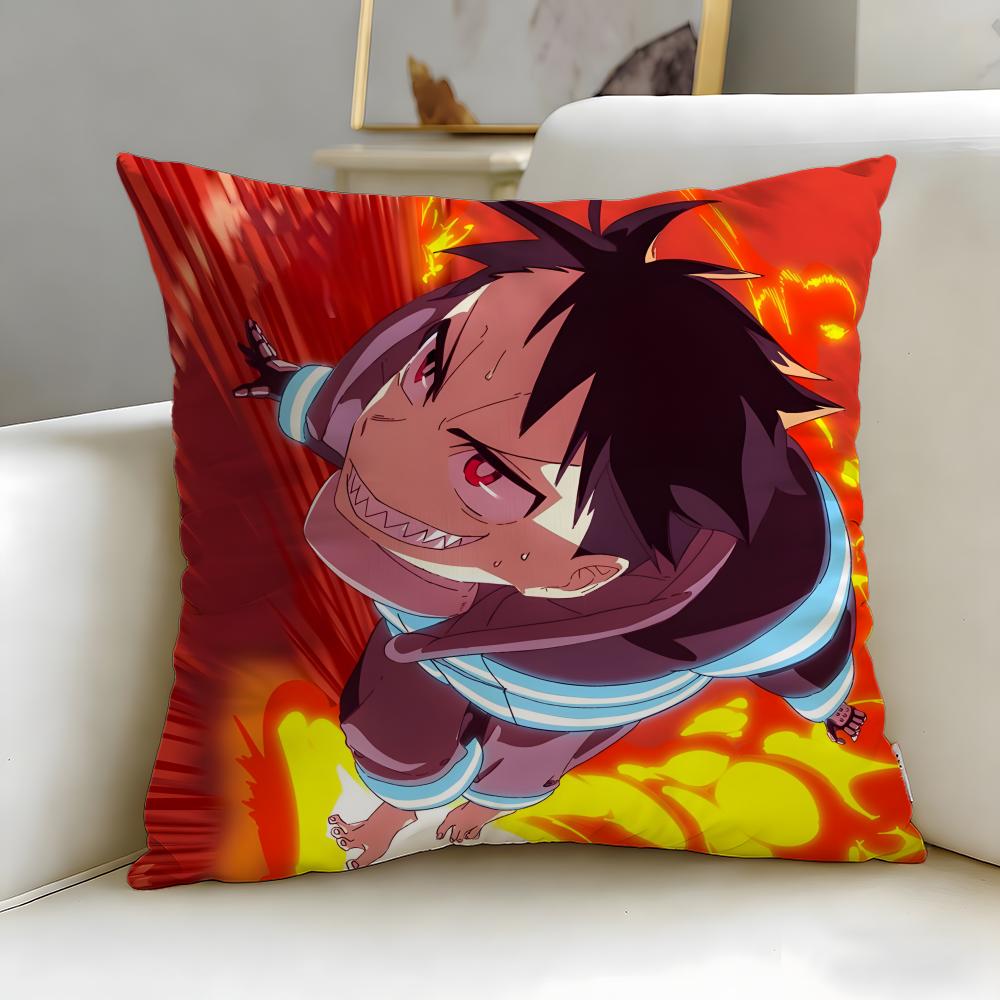 popular anime Fire Force Cushion Cover Soft  EasyWash Pillow Case  Versatile for Couch Bed Travel and Office