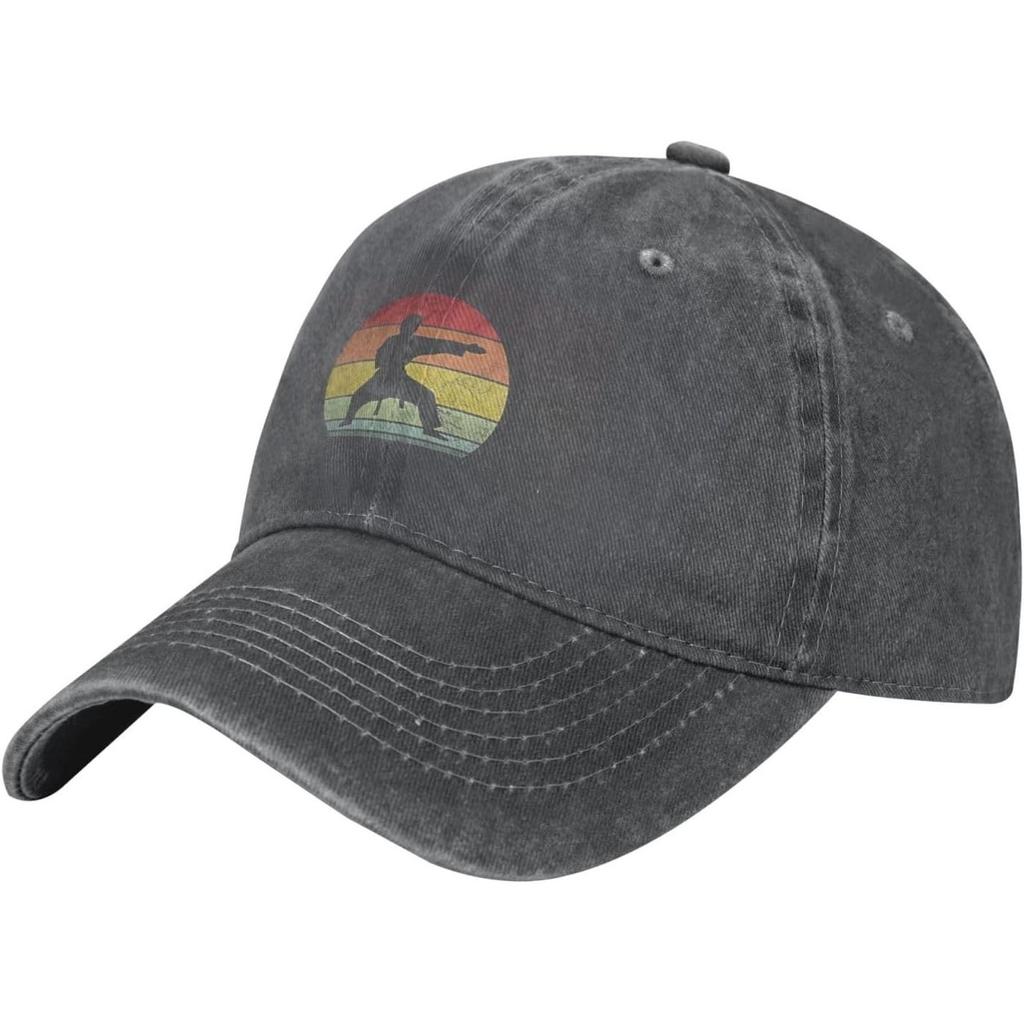 Karate Sunset Baseball Cap Vintage Washed Cotton Adjustable Breathable Dad Hat for Unisex