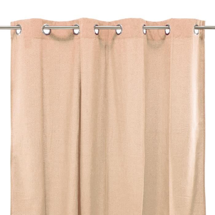 COTTON LOOK - Denim-style Polycotton Curtain Perfect for Dressing Your Windows 140 X 250 Cm Nude Pink