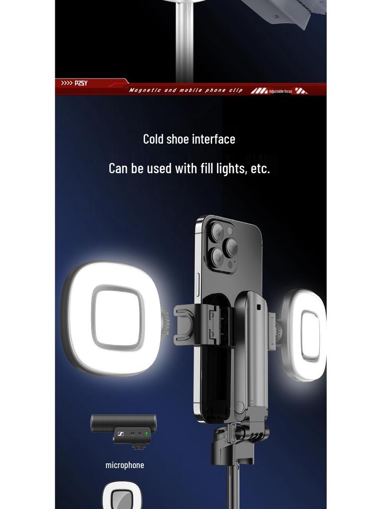 Compact 360° Rotating Selfie Stick with Bluetooth Remote for Live Streaming and Photography