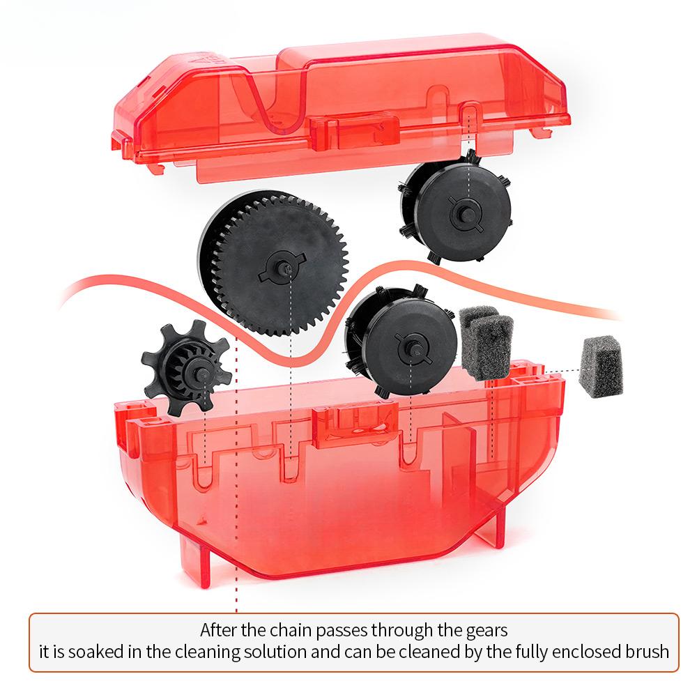 Bicycle Red Chain Cleaner Bike Chain Cleaning Tool Cycling Scrubber Washer Tool Mountain Bike Washing Kit Bicycle Accessories