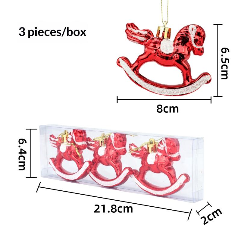3 шт./комплект Маленькая лошадка-качалка С веревочкой Подвесные украшения Ёлка Животное-подвеска Домашняя вечеринка Новогоднее украшение