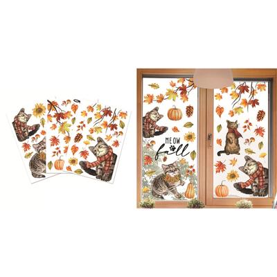 3er-Pack Fensteraufkleber-Clips Thanksgiving Fensterbilder Ernte-Aufkleber für Zuhause Party Geschäft Glasauslage