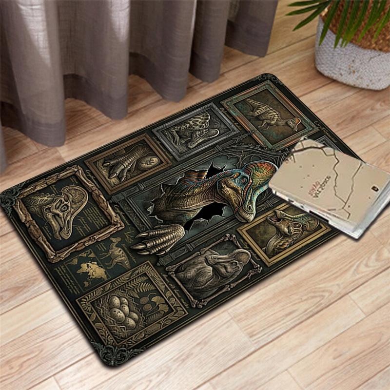 Dinosaur Fossil Exhibition Pattern Rug Floor Mat for Living Room or Bedroom Soft and Comfortable Carpet a Gift for Birthday and Holiday.