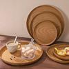 Round Wood Grain Plastic Tray - Dinner, Tea, Cup, Cake & Fruit Plate Storage.