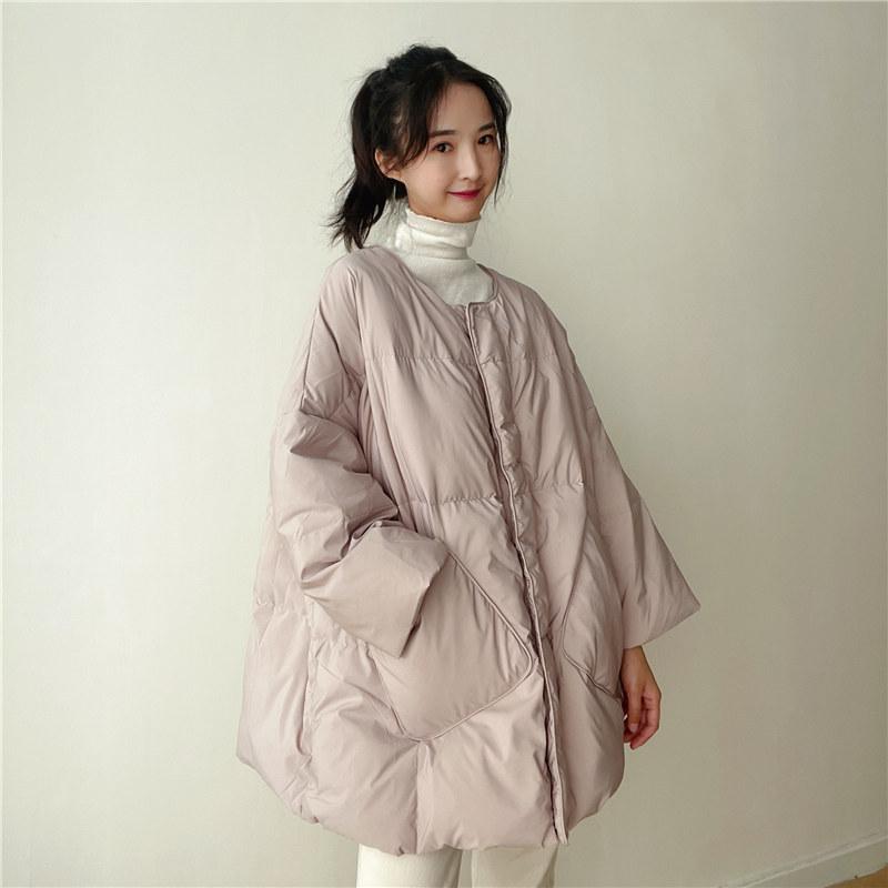 Scarf down jacket women's medium and long autumn and winter new thick large size bread jacket white duck down jacket