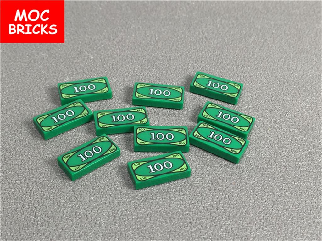 Ungiftige Moc Bausteine Horror Stadt Gold Silber Geldpistole Münzen Dollar Tasche Aktenkoffer 4cm Figur Polizei Zubehör Baustein Kinder Spielzeug