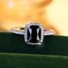 Luxury Female Black Zircon Stone Engagement Ring Charm Silver Color Wedding  For Women
