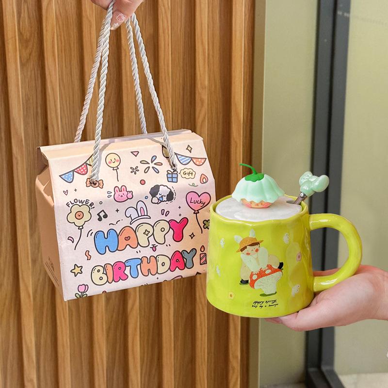 Birthday Gift Cute Cartoon Boy Mug Girl Gift Box Couple Ceramic Coffee Drinking Cup
