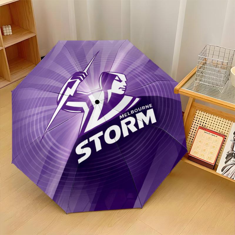 Melbourne Storm Print Auto 8?Ribs Folding Umbrella Wind Resistant Lightweight Automatic Umbrella For Daily Travel