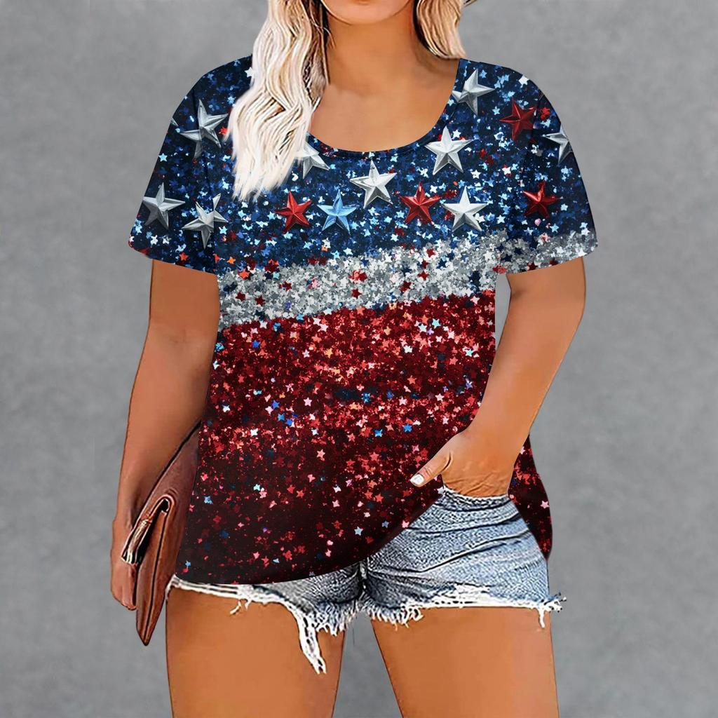 Damenmode Lässig Sommer Übergröße Druck Tops