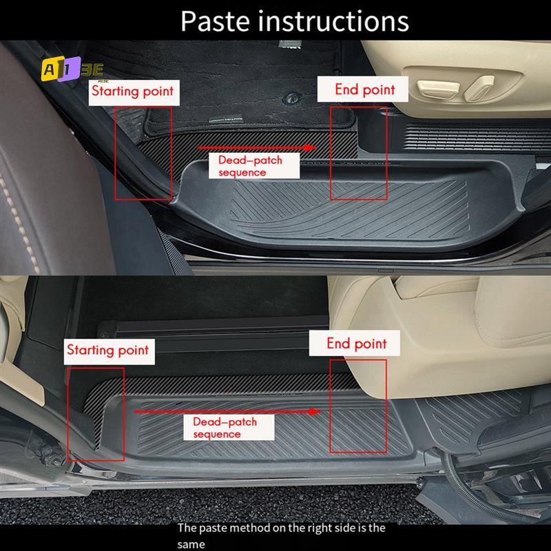 A03E-Car Leather Upper Sill Strips Trim Sticker For Toyota ALPHARD/VELLFIRE 40 Series + Sill Strip Car Door Guard Strips Carbon Fiber