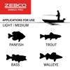 Zebco Omega Pro Spincast Angelrolle Größe Dual Keramik-Aufnehmer Massives Messing Ritzel GlideLine II Schnuraufzug 6lb Angelschnur Geflochten Schwarz Rolle, 20,