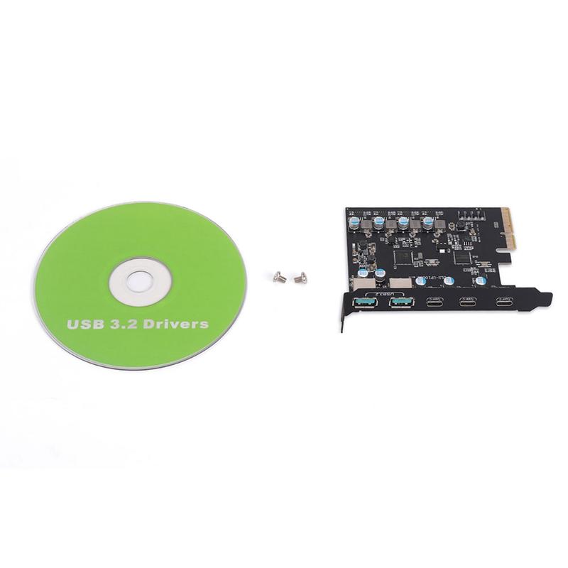 

C-Convenient-Expansion Card PCIE X4 To USB 3.2 Gen2 3 Port Type C Dual USB A + Three Type C Adapter Converter Chip ASM3142