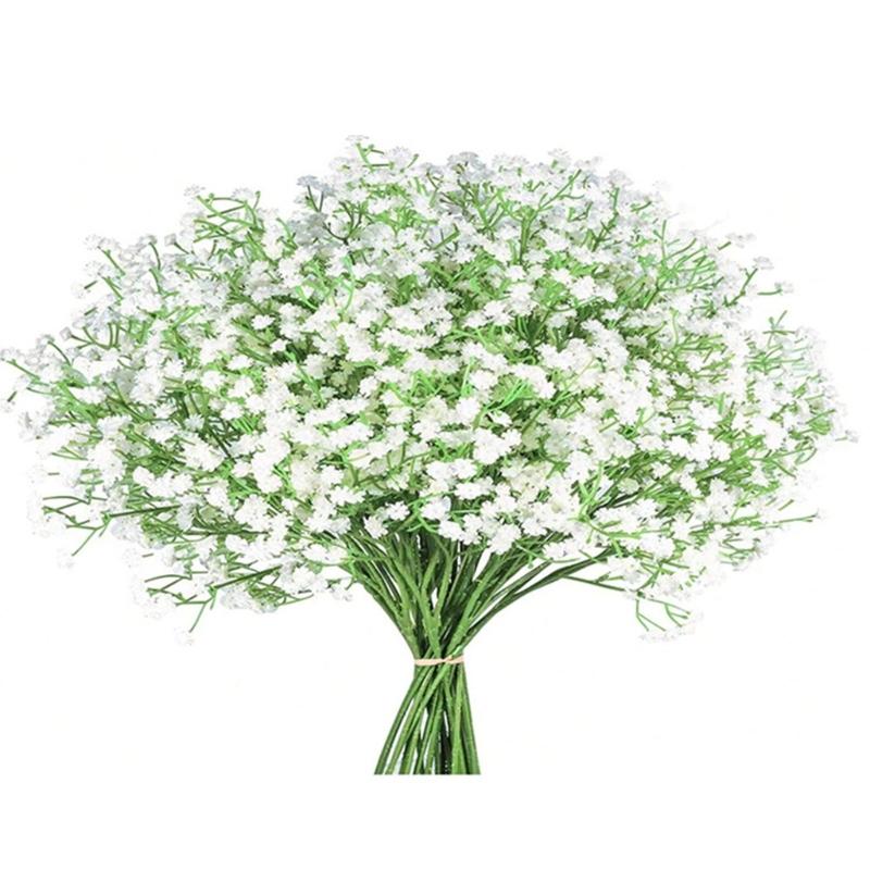 25Pcs Realistic Faux Gypsophila Flower For Wedding Bouquets Outdoor Indoors Decoration Long Time PVC Materials User Friendly Design