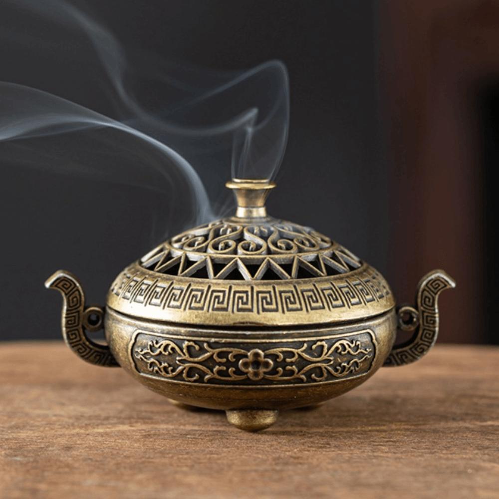 Retro Brass Material Incense Burner Metal Construction New Chinese Style Aromatherapy Holder Xiangyun Incense Holder Gift