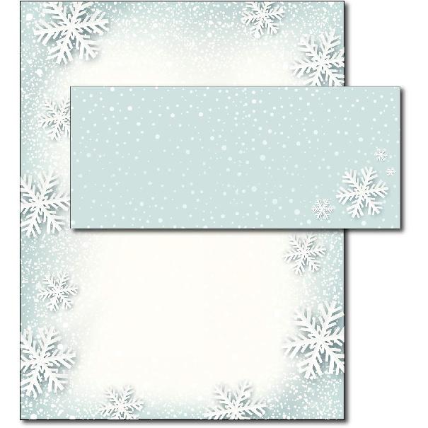 Paper Snowflakes Holiday Printer Paper Stationary with Envelopes - 20 Sets