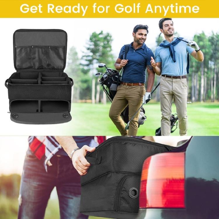 Practical Golf Storage Solution Waterproof Trunk Organizer Bag Polyester Multilayer Pockets Foldable Travel Design
