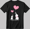 Mom and Baby Elephants with Pink Heart White-Black Men / Women T-Shirt AB358