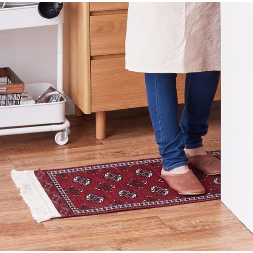 Hagiwara "Turkmen Style" Indoor Doormat, Red, Approx. 45 X 75 Cm, Machine Washable, Non-Slip
