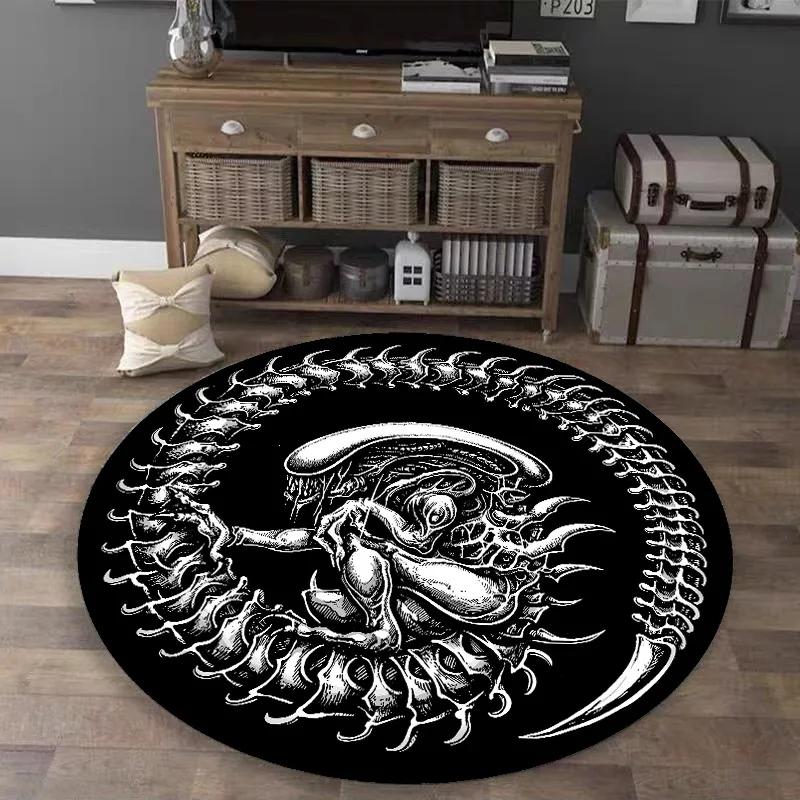 Terrifying Alien Creature Printed Floor Mat, Anti-Slip And Soft Home Decoration Carpet, For Bedrooms And Living Rooms