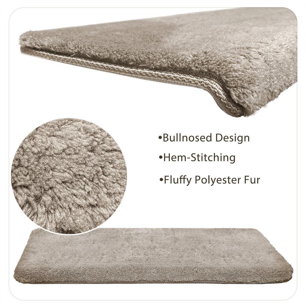 Bullnose Non-Slip Stair Treads -Ultra Plush- Washable Self-Adhesive Carpet Mats, Safety for Elderly & Pets, Peel & Stick Decor