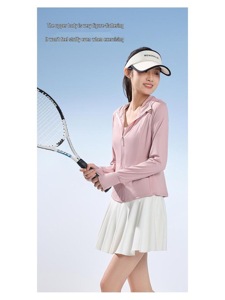 2025 Slimming UPF50+ Nylon Hooded Yoga Jacket - Long Sleeve, Sun Protection, Versatile for Outdoor Summer Activities