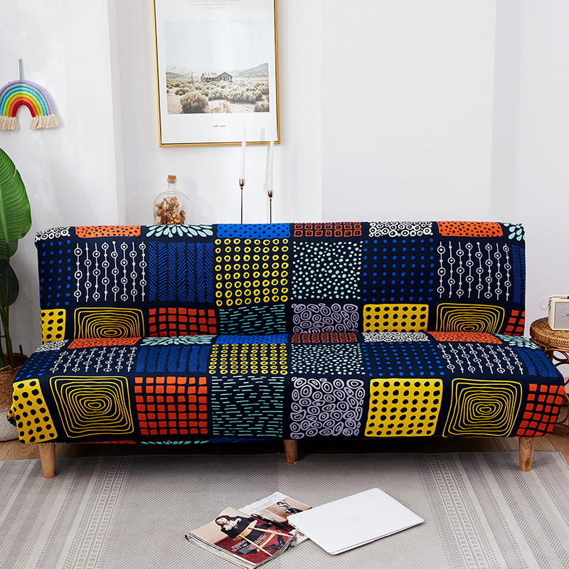 Plaid Elastic Bedspread on The Folding Sofa Bed Covers for Living Room Big Couch Cover Long Chair Without Armrests Slipcovers