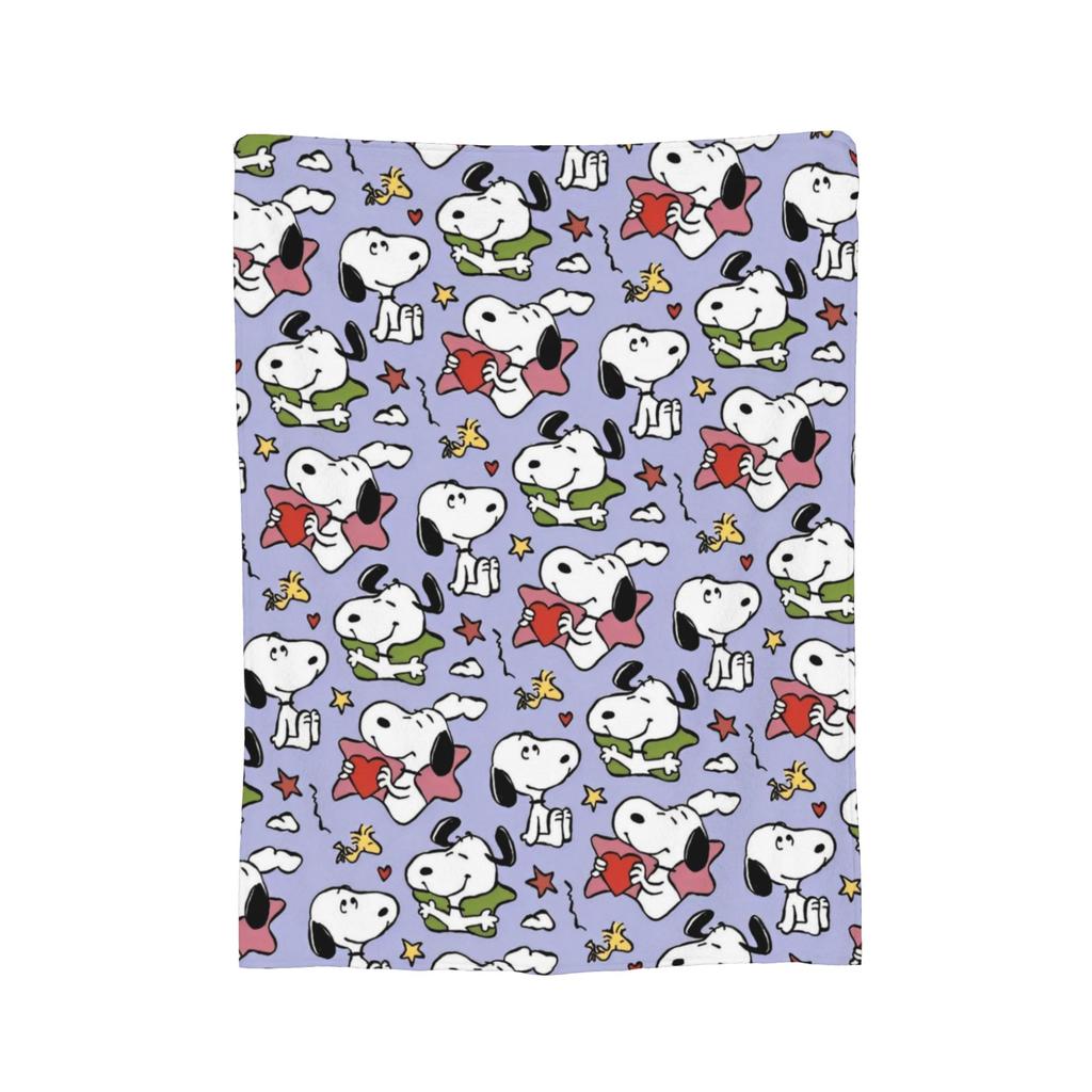 Snoopys Woodstock Velvet Throw Blanket Cartoon Blankets for Sofa Bedroom Super Warm Quilt,