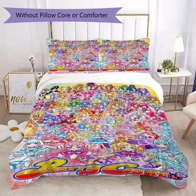 Pretty Cure Pattern Bedding Uilt Set Uilt Cover Pillowcase Home Decoration Birthday Gift (1 * Duvet Cover + 2 * Pillowcase Without Core)121