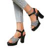 Fashion 2025 Summer Open Toe Women's Sandals Platform Mixed Colors Buckle Strap Chunky Heels Sandals Fashion Plus Size Dress Party Shoes