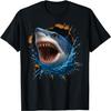 Great White Shark Torn Cloth Funny 3D Graphic T-Shirt